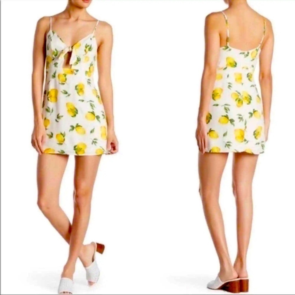 Socialite Lemon Print Rayon Mini Dress - Picture 2 of 12